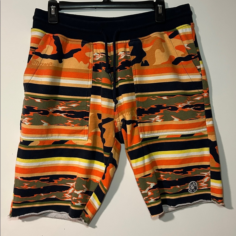 Billionaire boys club orange fleece camo shorts..size M.